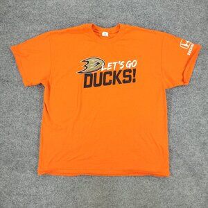 Anaheim Ducks Shirt Men XL Orange NHL Hockey Logo Graphic Tee Short Sleeve Adult